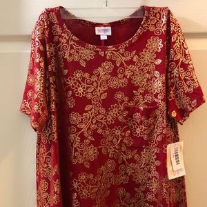Red and gold Lularoe Carly dress, size Large